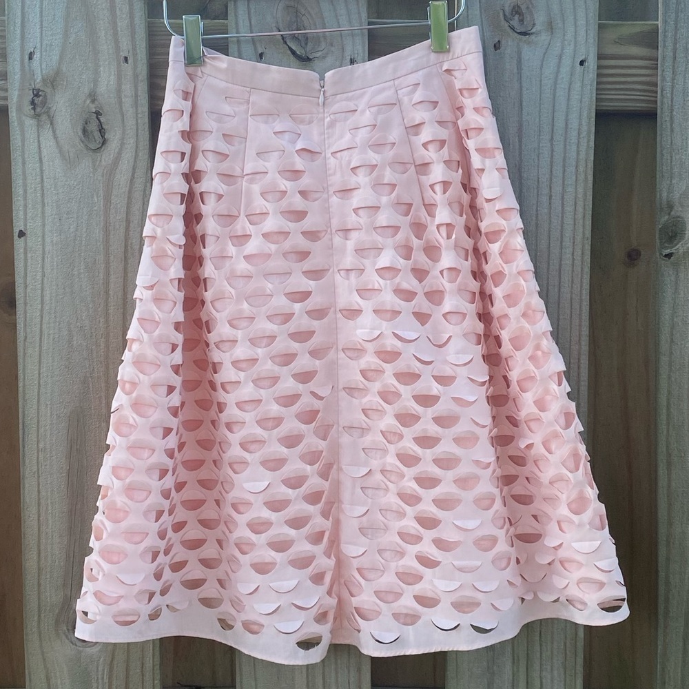 j. crew // lasercut circle a-line midi skirt pink - Picture 2 of 8
